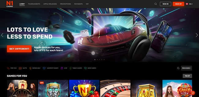 n1 casino homepage