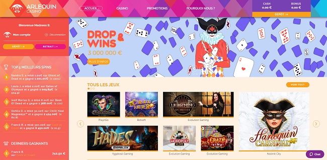 arlequin casino homepage