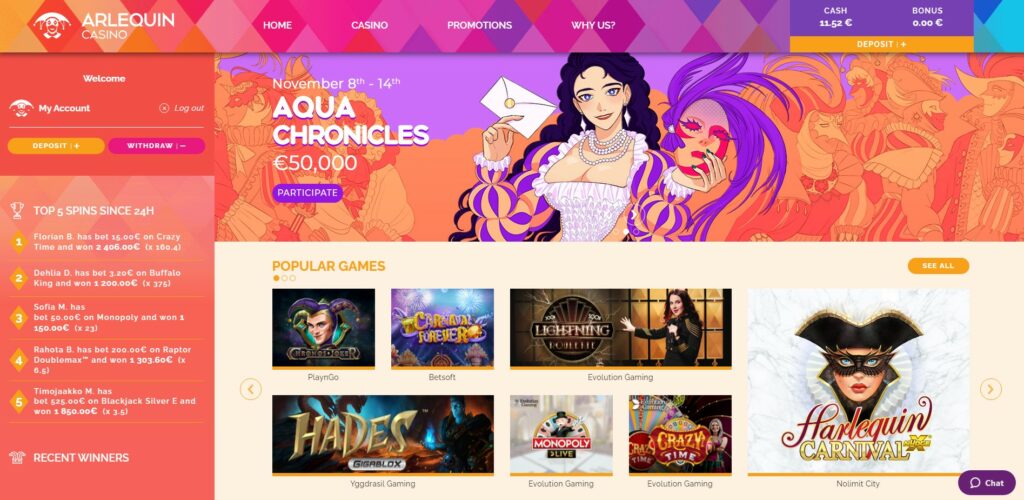 arlequin casino homepage