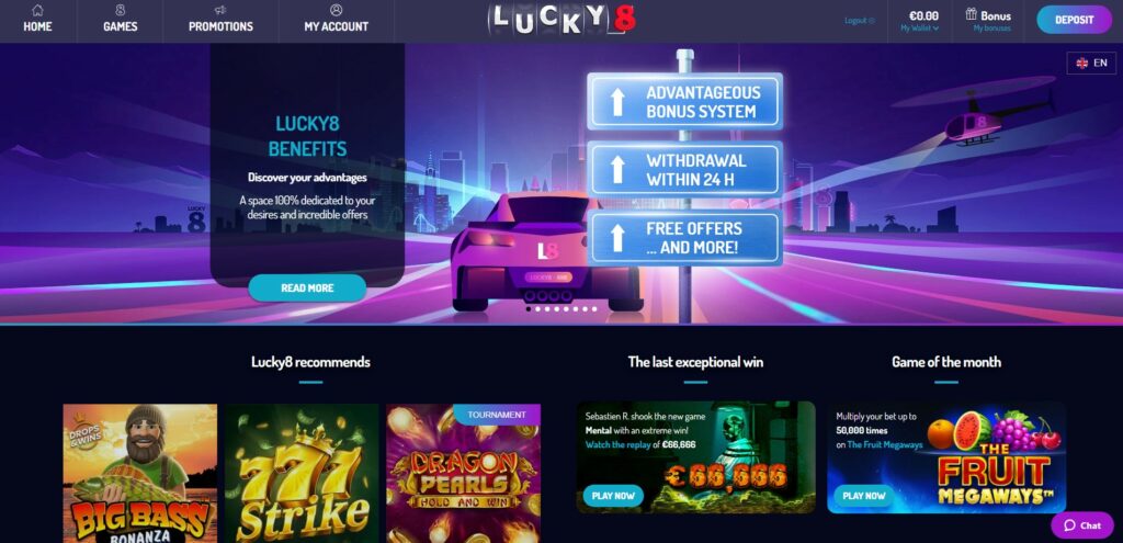 lucky8 casino home page
