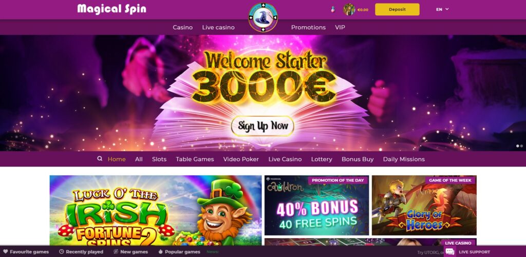 magical spin homepage