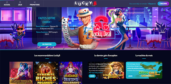 page accueil lucky8 2022