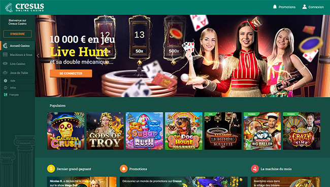 Page d'accueil de Cresus casino 3