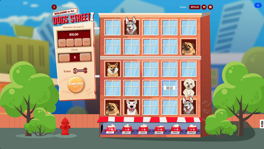 Exemple d'une partie Dogs' Street de Casinozer