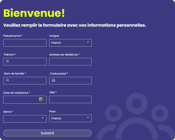 Inscirption Informations Personnelles CasinoTogether